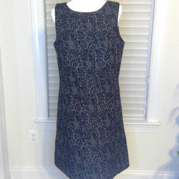 Loft Grey and Black Velvet Damask Dress Size 12 - Picture 1 of 6